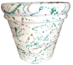 Ceramiche Angela Rinaldi -Vaso in Ceramica di Vietri dipinto a mano Maiolica Design Fioriera Terracotta Cycas Cachepot (Diametro cm 42 altezza cm 38,70 kg 12, verde e manganese)