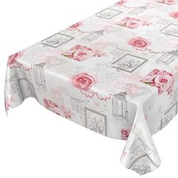 ANRO Toalha de mesa de Hule, toalha de mesa cerada, lavável, rosas rústicas, cinzento, 100 x 140 cm