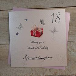 White Cotton cards-bdp18 Gran.d Wishing You a Wonderful Birthday Motif Inscription Granddaughter» Carte d'anniversaire Faite à la Main Blanc