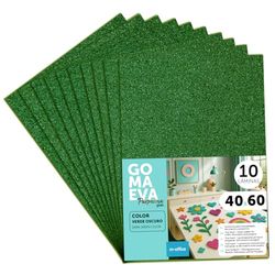 m-office Plaques de Mousse EVA Colorées pailletée 40x60cm, Feuilles de Mousse à Découper, Mousse Pailleté, Idéal pour Loisirs Créatifs, Scrapbooking, École ou Activités Manuelles (Vert foncé, 10 uds)