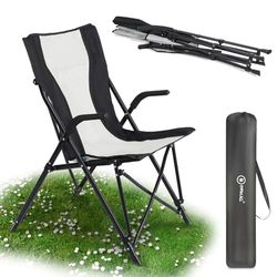 Homecall Chaise de camping pliable (Noir/blanc crème)