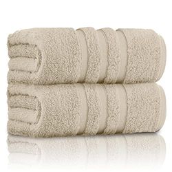 GC GAVENO CAVAILIA Confezione da 2 asciugamani ultra morbidi e super assorbenti, 550 g/m², 100% cotone, con trama egiziana, naturale, 80 x 140 cm
