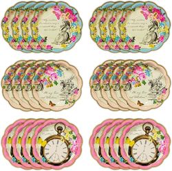 Talking Tables Set van 24 wegwerpborden met Alice in Wonderland-thema | Benodigdheden voor Mad Hatter Tea Party, Verjaardag, Babyshower, Moederdag, Veelkleurig, 18 centimeter
