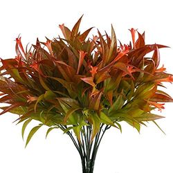 NAHUAA Fake Flower Plants 4PCS Artificial Greenery Stems Morning Glory Shrubs Bushes Faux Outdoor Plants for Front Porch Window Box Table Centerpieces Home Summer Farmhouse Spray in Red