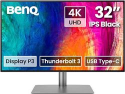 BenQ PD3225U 32" 4K-monitor voor Mac en ontwerpers, 3840x2160 UHD, 2000:1 IPS, Thunderbolt 3, Display P3, DCI-P3, sRGB, Rec.709, HDR, AQCOLOR Technologie, Fabriek-gekalibreerd, Hotkey Puck G2, ICC