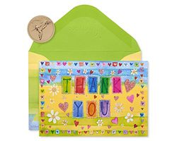 Papyrus Thank You Cards with Envelopes, Glitter Hearts (14-Count)