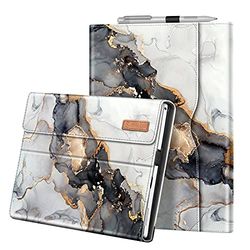 FINTIE Portfolio Case for Microsoft Surface Pro 7+/7/6/5/4/3, 12.3-inch Business Cover with Pocket, compatible with Type Cover Keyboard, Cloudy Marble