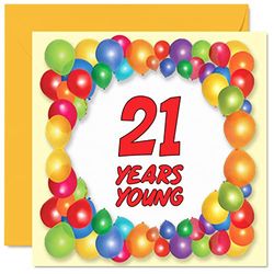 Stuff4 Divertidas tarjetas de cumpleaños número 21 para hombres, mujeres, años jóvenes, tarjeta de feliz cumpleaños para hijo, sobrina, hermano, hermana, tío, nieta, hija, sobrino, nieto, tarjetas de