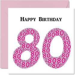 Divertidas tarjetas de cumpleaños 80 para mujer, Shapecloud - Tarjeta de feliz cumpleaños para papá, mamá, bisabuelo, abuelo, niñera, abuela, tío y tía, tarjetas de felicitación de 145 mm, tarjeta