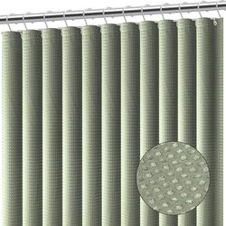Clara Clark Sage Green Shower Curtain - Waterproof Shower Curtains for Bathroom, Waffle Shower Curtain Fabric, Bathroom Curtain, Fabric Shower Curtain 180 x 180 cm (71 x 71 Inch), Shower Curtain