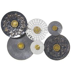 Alexandra House Living Décoration Murale Blanc Gris Métal Cercles 84 x 6 x 58 cm