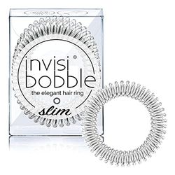 invisibobble SLIM Hair Ties, Chrome Sweet Chrome, 3 Pack - No Kink, Strong Hold, Stylish Bracelet - Suitable for All Hair Types