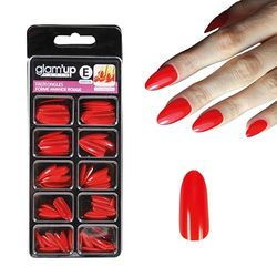 Glam'Up Paris False Nails - Full Cover - Easy to Use - Pack of 100 - Almond Shape - No. 176 - Red