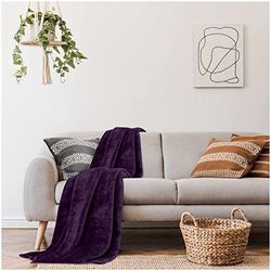 GAVENO CAVAILIA Fuskpäls överkast bäddsoffa minkfilt, supermjuk fluffig lättvård, lätt lyxdesign, mysig varm varm filt fleece överkast [kung (200 x 240 cm), aubergine], fleece