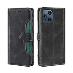 KERUN Etui do Oppo Find X3 Pro, skórzane etui z klapk, etui skórzane, TPU Folio Flip Wallet Cover Stand [gniazda NA karty] etui ochronne do Oppo Find X3 Pro. czarne