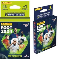 Panini Foot 2024 Ligue 1 Uber Eats Blister 13 Pochettes + 1 Offerte, 004623KBF14 & Foot 2024 Ligue 1 Uber Eats Blister 8 Pochettes, 004623KBF8