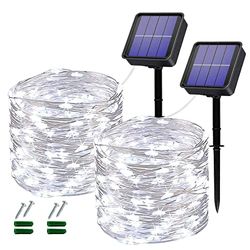 Luces Solares LED Exterior Jardin, 2 Pack Guirnaldas Luces Exterior Solar 240LED 24M Impermeables Cadena de Luces Decoracion para Jardín, Dormitorio, Muebles, Patio, Terraza, Balcón, Fiestas, Bodas