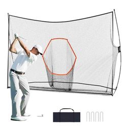 VEVOR Golf-oefennet, enorm 3,2 x 2,1 m groot golfnet, persoonlijk rijbereik voor binnen en buiten, draagbaar golfhulpnet voor thuis met doelschijf, glasvezelframe, draagtas