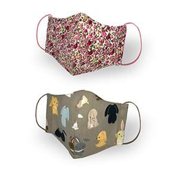 Kanguru Green Mask Girl , mondmaskers 2-laags mondbescherming stof, 100% katoen, wasbaar, herbruikbaar, kinderen van 4 tot 6 jaar 18 x 11 cm, 2 stuks