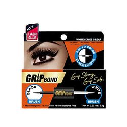 EBIN NEW YORK Grip Bond Eyelash Adhesive (Dual Brush, Black (Dries Dark) & White (Dries Clear), 0.20 oz) | Hypoallergenic Latex Free Formaldehyde Free Lasts All Day Ideal for Sensitive Skins