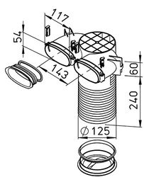 HELIOS FlexPipe Cassetta da soffitto/parete FRS-DWK 2-51/125