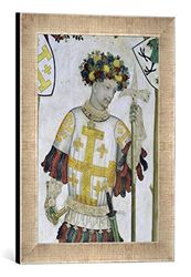 'Encadré Image de Giacomo jaquerio "The Nine mot hies, detail of Godfrey de Bouillon (c.1060–1100) 1418 Impression d'art dans le cadre de haute qualité Photos fait main, 30 x 40 cm, argent – 30, Raya