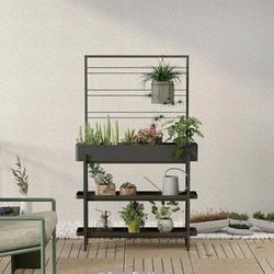 Dmora - Porte-Fleurs Fragola, Complément de décoration, Article décoratif, Accessoire de décoration, 96x24 h155 cm, Ardoise