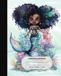 Cute Mermaid Notebook: Wide Ruled Composition Notebook for Kids and Teens