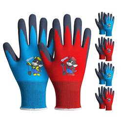 KAYGO 4 paar tuinhandschoenen voor kinderen 3-9 jaar, werkhandschoenen voor kinderen met latex zandcoating, beschermende handschoenen voor tuin en huishoudelijk werk, KGKID100 (4XS (jaar 3-5))