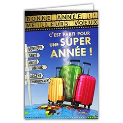 Happy Year Kaart, beste wensen, goud, glanzend, met envelop, reizen, directe wensen, vrede op aarde, geluk, vreugde, gezondheid, liefde, vriendschap, geluk, succes, welvaart, bloeiing, 61-4050-B BA