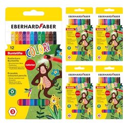 EBERHARD FABER 599030 - Set de lápices de Colores 5 x 12 lápices de Colores, Forma Hexagonal, irrompibles, borrables, lápices para Pintar para niños