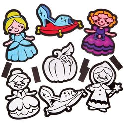 Baker Ross FN178 Cinderella Fuzzy Art Magnets - Pack of 15, Colouring Arts and Crafts Kits for Kids