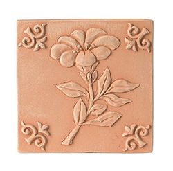 PANNELLI TERRACOTTA (3 PEZZI): PEONIA CM 14X14; ROSONE DIAMETRO CM.18; ROSONE DIAMETRO CM. 30 + 1 CASSETTA: LUNGHEZZA CM. 26, LARGHEZZA CM. 15,5, ALTEZZA CM 13,5