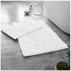 GC GAVENO CAVAILIA 100% Microfiber Toilet Rug Set, Loop Bath Mat Non Slip, Pedestal Mats For Bathroom, White, Regular (678588)