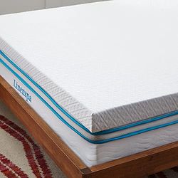 Linenspa Surmatelas 135 x 190 cm Memoire de Forme | 10cm Epaisseur| Avec gel rafraîchissant et housse lavable à fermeture éclair | Oeko-Tex | 2 personnes, Blanc