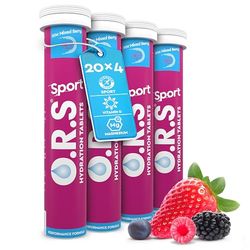 O.R.S Electrolyte Tablets for Sports Hydration | Premium Sports Electrolytes with Vitamin D + Magnesium | Vegan, Gluten-Free & Low-Calorie Hydration Tablets with Vitamins, Berry Flavour, 80 Servings