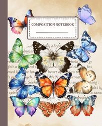 Vintage Butterfly Composition Notebook – College Ruled Journal with Elegant Classic Aesthetic for School, Work & Daily Writing