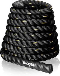 Yes4All Lina bojowa o średnicy 38/50 mm Poly Dacron 9 m, 12 m, długość 15 m, lina treningowa, B. 38 mm - 12 m AWNY, bez kotwicy + paska