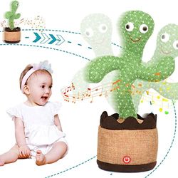 Cactus die danst en herhaalt, cactus, zingend, speelgoedcactus, sprekende cactus, accessoires voor kinderen (zingen 120 + dans, opname + verlichting), decoratief pluche speelgoed