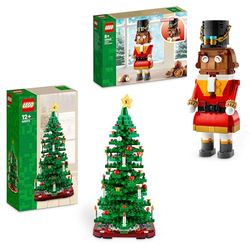 LEGO Ensemble de jouets de construction festif sapin de Noël + figurine Casse-Noisette, cadeau de Noël ou décoration pour la maison, activité artisanale familiale, idée cadeau 40573 + 40640