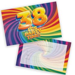 38th Birthday Party Invitations Men Women - Now It's Party Time 20 Pack - Adults Birthday Invitations for Friends Family A6 Bday Party Invites Invitation Cards with Folding Envelopes