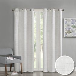 Comfort Spaces Grasscloth Paire de Rideaux occultants à œillets pour fenêtre de Salon, Chambre à Coucher et dortoir, 101,6 x 213,4 cm (l x L), Blanc