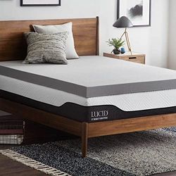 LUCID Nakładka na materac z pianki z pamięcią kształtu, węgiel aktywowany, oddychająca nakładka na materac, łóżko podwójne (135 x 190 cm)