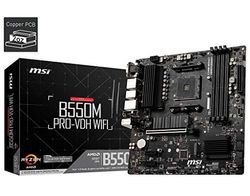 MSI B550M PRO-VDH WIFI Motherboard M-ATX - Supports AMD Ryzen 5000 Series Processors, AM4, DDR4 Boost (4400MHz/OC), 1 x PCIe 4.0 x16, 3 x PCIe 3.0 x16, 1 x M.2 Gen4, 1 x M.2 Gen3, Gigabit LAN, Wi-Fi 6