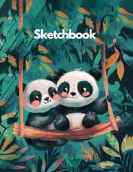 Sketchbook: Panda Notebook, Children Sketch Pad, 100 Pages, Glossy Cover, Birthday Gift for Young Artists