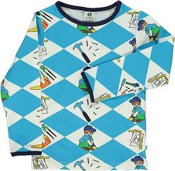Småfolk pojkar t-shirt Ls. Harlequin Tool Blouse, Blå (Ocean Blue), 80