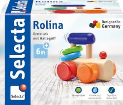 Selecta 61028 Rolina locomotive, jouet à pousser, en bois