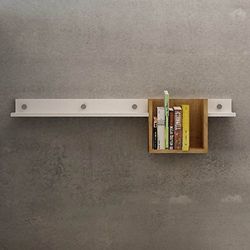 The furniture project by homemania Mensola, MENSOLA Label, Bianco/rovere sapphire