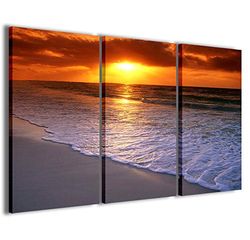 Kunstdruk op canvas, Mexico Sunrise moderne afbeeldingen uit 3 panelen, klaar om op te hangen, 120 x 90 cm