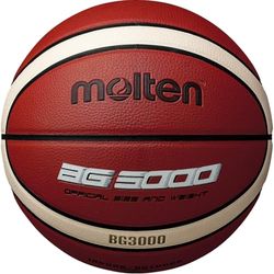 Molten BG3000 Basketbal, binnen/buiten, synthetisch leer, maat 5, oranje/ivoor, geschikt voor jongens van 7, 8, 9, 10 & 11, meisjes van 12 en 13